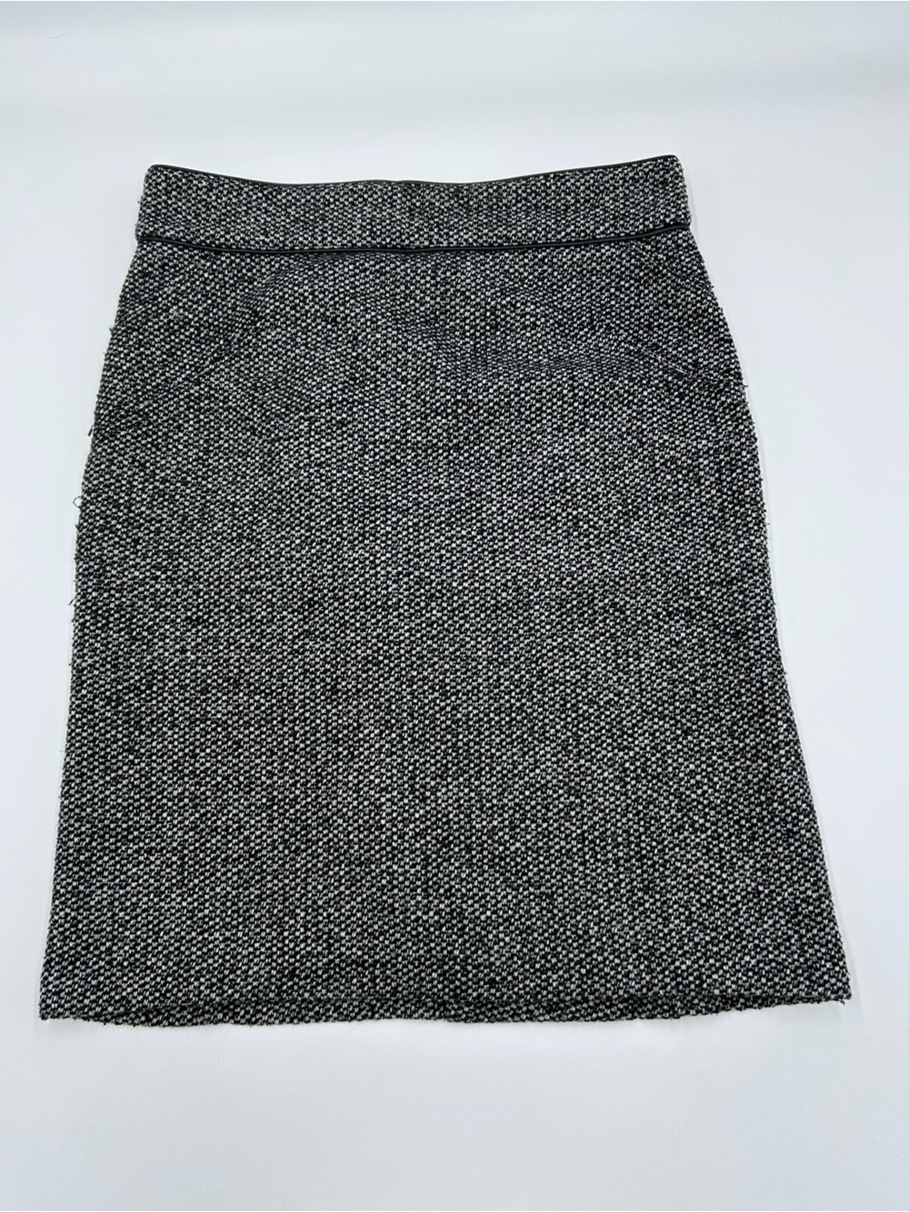 Zara Woman Wool Blend Black & White Heather Tweed Like Skirt L